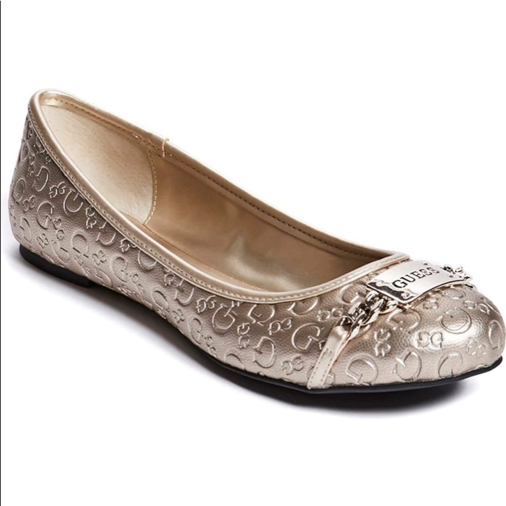 GUESS“GINA LOGO PLAQUE”FLATS IN SIZE 8.5-EXCELLENT CONDITION-ONLY WORN INSIDE 2X